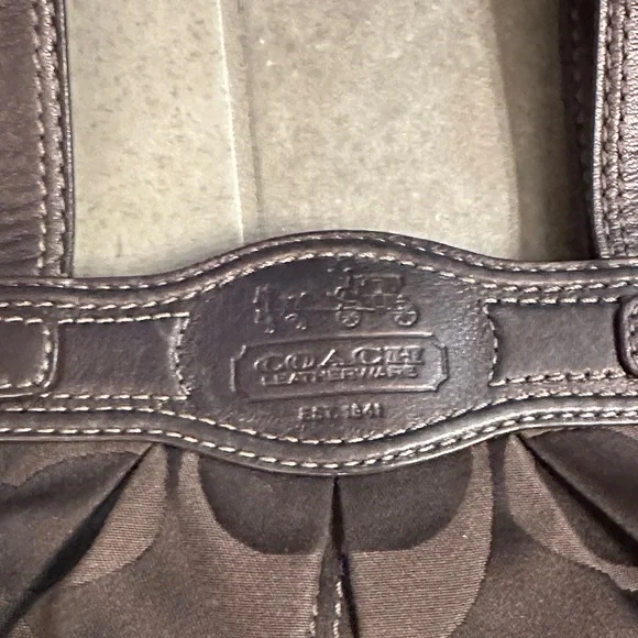 Coach Dark Brown Shoulder Bag with Gold Accents - Picture 7 of 16